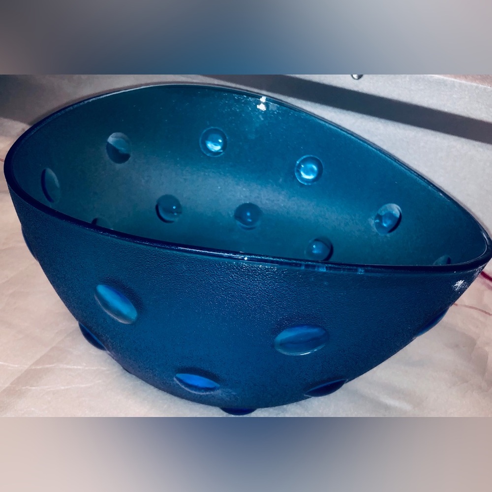 Blue Glass Dots Decorative Bowl Home Decoration Kitchen Tableware Fruit Salad
